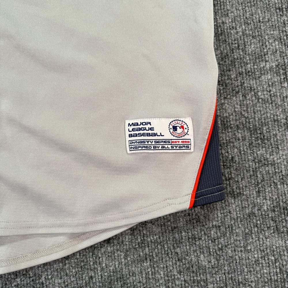 Dynasty Houston Astros Baseball Jersey Mens XL Grey Navy Blue MLB Button Front - Picture 2 of 10